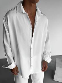 GloMan The Essential Men's Dress Shirt, Old Money Style Classic White Button Up For Wedding & Banquet, Loose Fit Long Sleeve Formal Top, All Season Versatile Office Commuting To Vacation Daily Wear Gift For Him,Perfect Valentine's Gift - White - View 1