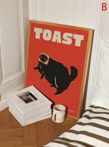 1 件复古猫吃壁画、日本拉面寿司海报、吐司上的小猫有趣可爱的插图印刷、独特的厨房装饰、厨房壁画、寿司壁画、饥饿的猫、美食爱好者礼物、家居装饰材料、无框、墙壁艺术、帆布生日毕业