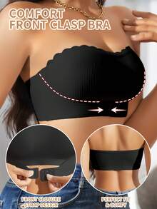 Women's Sexy Halter Tank Top - Front Closure, Pleated Design, No-Line Strap With Removable Padding, Nylon/Super Stretch Fiber Blend, Multicolor, Medium Support, Great For Adult Lingerie, Underwear, Halter Design - màu đen - Xem 1