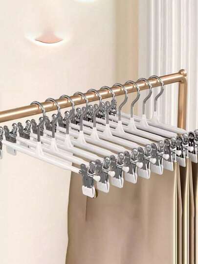 60pcs/20pcs/10pcs Adult Full Plastic 10pcs/5pcs Dipped Pants Clips, Skirt Clips, Household Clothesline, Seamless Stainless Steel Storage Clothes Hanger, Corrosion Resistant Metal Pants Clips, Clothing Store & Home Use Clothes Hanger