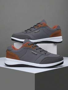 2025 年四季时尚防滑耐磨男士平底鞋适合派对、度假、通勤、户外、购物、日常、工作、休闲、运动、散步、跑步、健身房 2000 年代风格情人节创意 - 灰色 - 查看 20