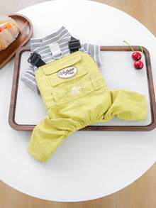 1件宠物衣服，狗狗/猫咪套装，小型犬可爱服装，保暖舒适连体衣，橄榄绿 - 彩色 - 查看 6