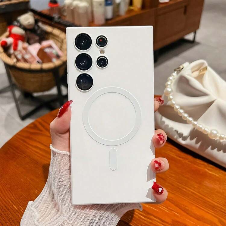 Luxury Magnetic Phone Case Compatible With Samsung Galaxy A56, A36, A26, A16, A06, S25 Ultra, S24 Ultra, S23 Ultra, Soft TPU Material, Christmas Gift - White - View 3