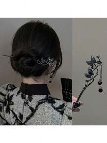 中式蝴蝶流苏吊坠发夹，高端发饰，适合搭配传统汉服、发髻延长器、发髻造型器、发髻发片、发型针、发夹、发卡、发饰、头饰、女士发饰 - 彩色 - 查看 6