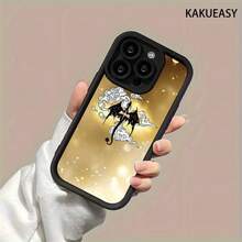 [Teléfono] Funda con estampado de murciélago brillante, textura mate, diseño ergonómico con ranuras en forma de escalera, agarre cómodo, compatible con phone 16 Pro Max, 16, 15 Pro, 14 Plus, 13, 12 Pro, 11 Pro, X, XS Max. Ideal para amigos, parejas y familia. - Negro - Ver 4