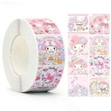 Sanrio 500pcs/Roll Sticker Pack: Hello Kitty, Melody & Friends, Matte Glitter, Self-Adhesive For Creative DIY, Gifts & Party Favors Decorative Handbook Stickers Tape Expression Cute Cartoon Birthday Gift Christmas Decorations Halloween Spring Festival Thanksgiving Gift Party Favor