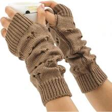 Fingerless Arm Warmers For Grunge Punk Style Accessories - Brown - View 12