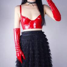 DDooWay Long Leather Gloves Shiny Faux Patent PU Over Elbow Length 20" 50cm For Evening Opera Costume Party1111 - 紅色 - 查看 2