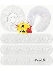 50 pezzi Copri poggiatesta monouso in tessuto non tessuto a forma di U, copri poggiatesta per massaggi antiadesivi, adatti per lettini da massaggio professionali e sedie da spa, misura universale elastica - Bianco