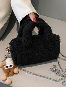 秋冬毛绒迷你手提包枕头配可爱吊坠配件 - 彩色 - 查看 6