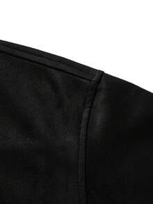 男士长袖复古麂皮衬衫式外套，秋季款 - 黑色 - 查看 5