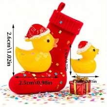 66pcsMini Resin Duck Miniature Santa Hat Duck Doll Decoration For Christmas, Crafts, Dollhouse, Slime, Home Decoration-Perfect Christmas Gift