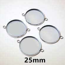 10pcs 8-30mm Inner Size Double Loops Stainless Steel Gold Color Pendant Cabochon Blank Base Tray DIY Accessories For Bracelet Necklace Earrings - Double Hanging Bottom Bracket - View 12
