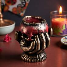 Hand Holding Skull Silicone Mold - Reusable & Easy Release For Candle/Clay/Plaster/Epoxy Resin DIY, Halloween Craft Kit For Spooky Decor And Horror Handmade Gifts 1pc