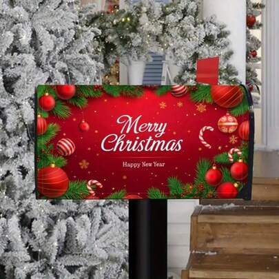 Copertina magnetica per cassetta postale natalizia, con fiocchi di neve e campane, misura 21" x 18", per decorazione di casa e giardino