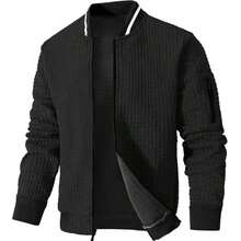Men's Bomber Jacket Lightweight Casual Stylish Fashion Jacket Varsity Coat With Zipper - màu đen - Xem 6