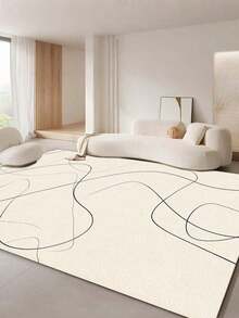1pc Area Rugs Abstract Lines Area Carpet, Comfortable For Bedroom, Living Room, Office, Study, Entryway, Room Decor As Floor Mat, Modern Rectangle Absorbent Beige Rug, Washable & Non-Slip, Rugs For Living Room - Indoor All-Season Home Decor, Rugs For Bedroom, Living Room Large Rugs, Beige & Black Tones, Bedroom Rug, Living Room Decor, Bedroom Decor Entryway Decor Bathroom Kitchen Decor - Multicolor - View 2