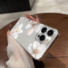 Funda de Teléfono con Impresión de Patrón de Flores Blancas Transparentes para 16/ 16Plus/ 16Pro/ 16ProMax 13/ 13Pro/ 13ProMax 12/ 12Pro/ 12ProMax 11/ 11Pro/ 11Pro/ 8 X/ xs - Multicolor - Ver 7