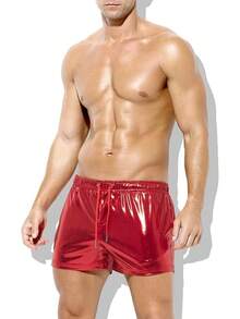 Men's Holographic Metallic Short Sparkly Shiny Short Pants Rave Outfit Hot Shorts With Pockets And Drawstrings - A4-red-ck3118 - View 5