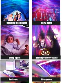 1pc Aurora Projection Lamp, RGB Lighting Effect, USB Powered, Suitable For Bedroom, Living Room, Party, LED Decorative Ambient Light, Black/White - Multicolor - View 6