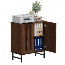 Sideboard Buffet Cabinet, Storage Cabinet With 2 Rattan Doors And Adjustable Shelves, Sideboard Console Accent For Dinning Room, Kitchen And Living Room - Brown - View 10