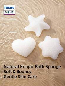 Philips Avent Avent 3Pcs Baby Bath Sponge - Ultra Soft Baby Sponge For Bathing - Natural Konjac Kids Bath Sponges For Infants, Toddler Bath Time
