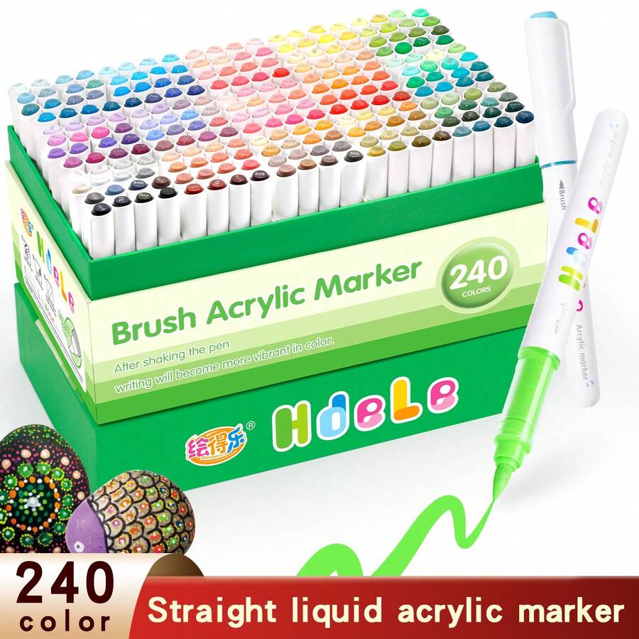 240/120/72/56/24/8 Farben Acrylstifte, flüssige Tinte mit weicher Spitze, für Studenten, nicht transparent, mischbar, vielfältige Farboptionen, Aquarellpinselstift, hochwertige Kunstbedarf, Schul- und Lernbedarf