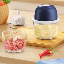 1pcs Electric Mini Garlic Chopper, Electric Garlic Chopper Portable 250 ML Food Chopper Manual, Garlic Mincer USB, Vegetable Chopper, Onion Chopper For Kitchen, Portable Small Food Processor For Garlic, Ginger, Chili, Vegetables,Garlic Chopper, Mini Portable Veggie Chopper, Garlic Grinder Masher Onion Chopper, Blender To Vegetable, Wireless Food Processor For Ginger - XANH DƯƠNG-1 cái - Xem 4