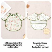 1 件防脏婴儿围兜 - 防水婴儿围裙 - 适合婴儿进食的旅行围兜 - 婴儿食物围兜 - 彩色 - 查看 6