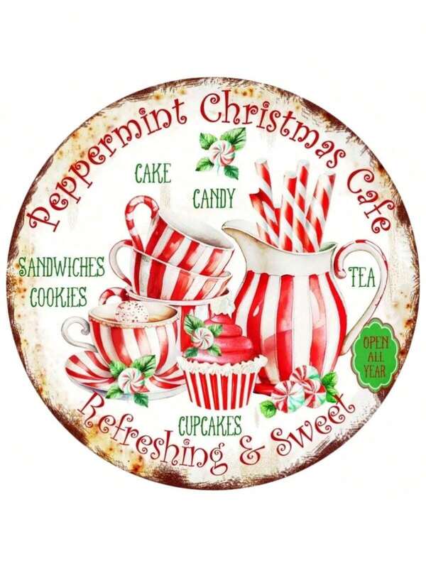 1pc Mint Metal Sign, Holiday Decor, Handmade Materials, Mint Coffee House, Xmas Sign, Mint Sign, Coffee Shop, Home Bar, Bar, Garage, Hotel, Garden, Metal Plaque 8"X8" With Pre-Drilled Holes On Random Sides, Home Decor Christmas Decorations Room Decor Christmas