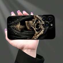 Teléfono con patrón de calavera, cubierta protectora de teléfono anticaída, protector de teléfono a prueba de golpes Compatible con teléfonos de la serie 16 15 14 13 12 11 - Negro - Ver 8