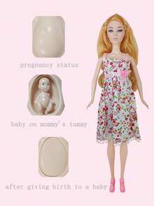1 Set 11.5" Pregnant Doll With Realistic Big Belly, Includes Baby Doll, Milk Bottle, Changeable Belly Shape, Early Education Doll, Roleplay Game, Gift For Girls, Mother's Day, Birthday, Holiday