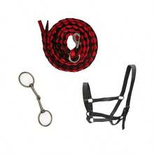 3er Set Pferde Halfter - Führleine + Halfter + Gebiss, Pferdereitausrüstung, Essenzielles Zubehör für Pferderennen und Reitsport