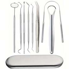 Nettoyeur de cure-dents en acier inoxydable, grattoir de langue en acier inoxydable pour les mauvaises halèines, outil de soins bucco-dentaires convenant à un usage personnel et pour animaux de compagnie - Argent - Voir 2