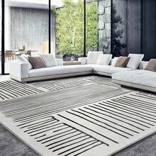 Velvet Flat Geometric Print Entrance Plaid Entrance Room Modern Minimalist Striped Carpet, Machine Washable, Flat Woven Lightweight Polyester Blend, Office Bedroom Indoor Carpet, Retro Design Home Decoration, Suitable For Living Room Dining Room Multifunctional Carpet Minimalism, Abstract Style Light Color Carpet, Simple Yet Extraordinary - 彩色 - 查看 2