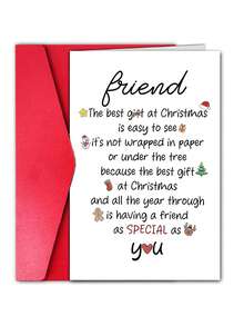 1pc Christmas Card With Envelope For A Special Friend - Blank Inside Friendship Card, Seasons Greetings & Holiday Thank-You Card - Multicolor - View 10