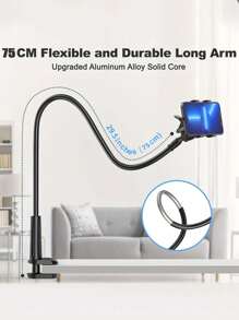 1pc Phone Stand Phone Holder 360° Rotating Universal Adjustable Gooseneck Slouchy Smartphones Bracket, Overhead Cell Phone Mount, Double Clip Mount, Compatible With Cellphone 4-7'', Reserve The Charging Port,Suitable For Various Scenarios, Such As Living Rooms, Bedrooms, Kitchens, Toilets, Etc., And Is Also A Perfect Choice For Giving Gifts.
