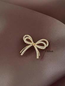 1pc/2pcs Women Elegant Faux Pearl Rhinestone Double Bow Brooch, High-End Female Design Clothing Pins Accessory, Suitable For Daily Anti-Exposure Clothes, Shirts, Dresses, Multi-Occasion Halloween Jewelry Costume Accessories Bag Charms Office Accessories Christmas Gift