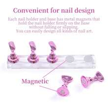 2 Sets Nail Display Stands, Nail Display Stand Painting Nails Nail Magnetic Practice Stand, Nail Polish Practice Nail Art Kit Beginners, Home And Nail Salon Use (Silver) - 銀色 - 查看 8