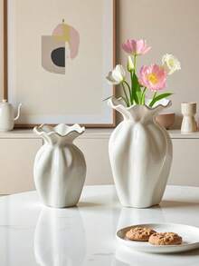 Nordic Modern Simple Creative White Ceramic Flower Vase Home Living Room Dining Table Desktop Decoration Decoration Home Decor Room Decor Glass Vase