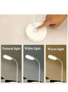 360° Adjustable Gooseneck Design USB Lamp With 3-Color Dimming (White/Neutral/Warm Light), Multifunctional As Phone Holder, LED Eye-Care Desk Lamp For Office, Study, Home, Bedroom
