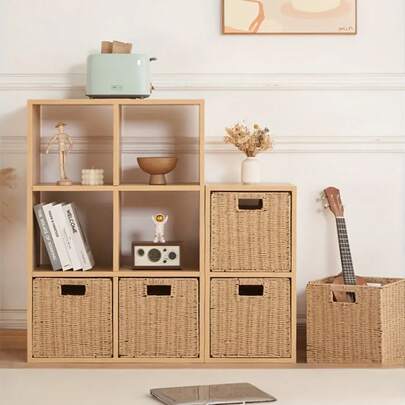 Kosz na pranie, tkany, do łazienki, kosz na drobiazgi, ręcznik, pojemnik na kosmetyki, dekoracja stołu, kosz piknikowy, artykuły gospodarstwa domowego, pudełko do przechowywania z imitacji rattanu, pleciony kosz rattanowy, pudełko do przechowywania w stylu retro, ozdobne rekwizyty, walizka, ręcznie robiony kosz do przechowywania z imitacji rattanu, składany, prosty kosz do przechowywania brudnych ubrań, kosz do przechowywania bielizny.