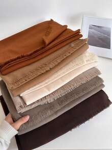 FADZOYLE 1件装女士优雅纯色围巾羊绒披肩头巾，四季皆宜，秋冬季保暖，短流苏加长款，简约优雅，多功能颈部围巾，适合办公室、户外、日常使用，可作礼物、晚宴、婚礼配饰，也可作为礼服搭配。 - 彩色 - 查看 2