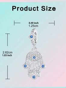 Silver Plated Charm Hand Eye Demon Blue Beads Charm Pendant Ball Suitable For Bracelets DIY Women's Jewelry - Silver - View 11