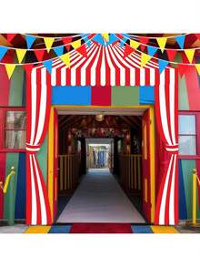 Carnival Decorations Carnival Party Decorations 3 Circus Tent Decorations Circus Awning Decoration Red And White Striped Banner Red Blue Yellow Pennant Banner For Party