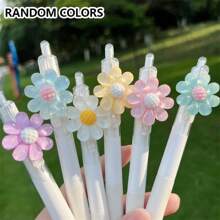 1 支可爱花朵自动 0.5 毫米卡通按压圆珠笔、学校和办公用品、学生礼物（花朵颜色随机）