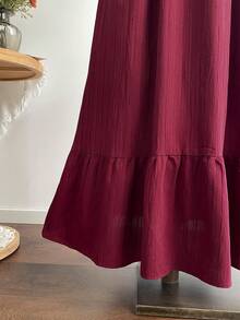 Rusttydustty Women's V-Neck Patchwork Lace Lace And Ruffle Fly Sleeves, Pleated Waist Cinching Dress,Cyber Monday Christmas Halloween New Year's Wear Party