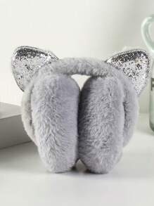 1 Pc Women's Winter Thick And Warm Folding Ear Cushions, Cartoon Cute Cat Ear Cold Proof Ear Cushions, Portable Windproof Ear Protectors For Going Out Fall