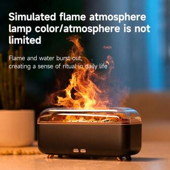 1pc 300ml Colorful Lighting Flame Ultrasonic Aroma Diffuser With Rock Design, USB Powered Aromatherapy Diffuser Machine, Portable Desktop Essential Oil Diffuser Air Humidifier For Bedroom, Living Room, Decorate Home Environment