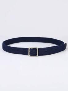 1 chiếc thắt lưng nam màu xanh hải quân co giãn, khóa vuông, kiểu dáng thường ngày, phù hợp cho thanh niên và học sinh, có độ co giãn tốt. - Màu xanh hải quân - Xem 4
